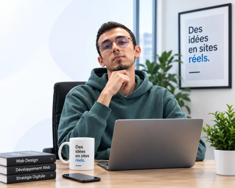 Amine, fondateur de DevSolutionWeb, dans un espace de travail web